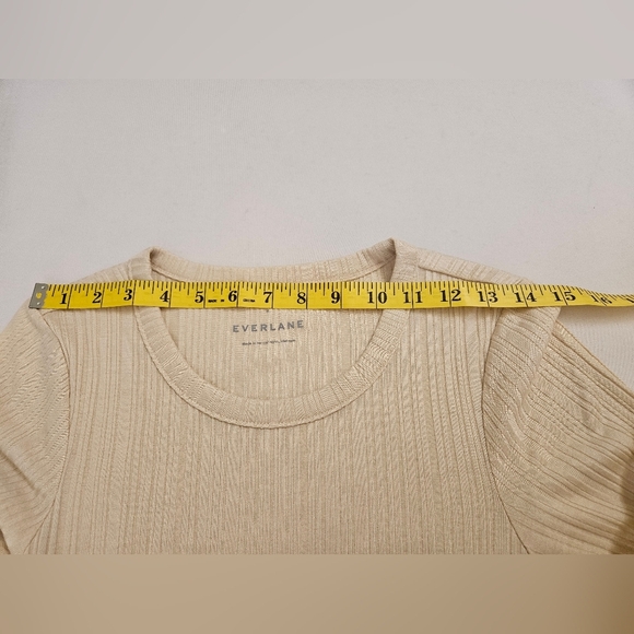 Everlane- Open Back Rlbbed Dress in Parchmen Women's Sz Medium Beige. - Picture 4 of 8